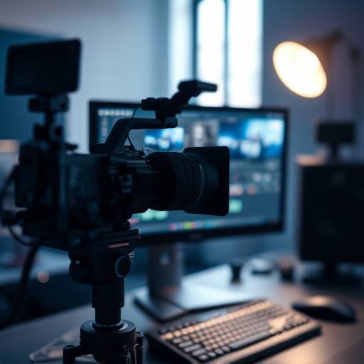 Équipement de montage vidéo professionnel avec écran et ordinateur